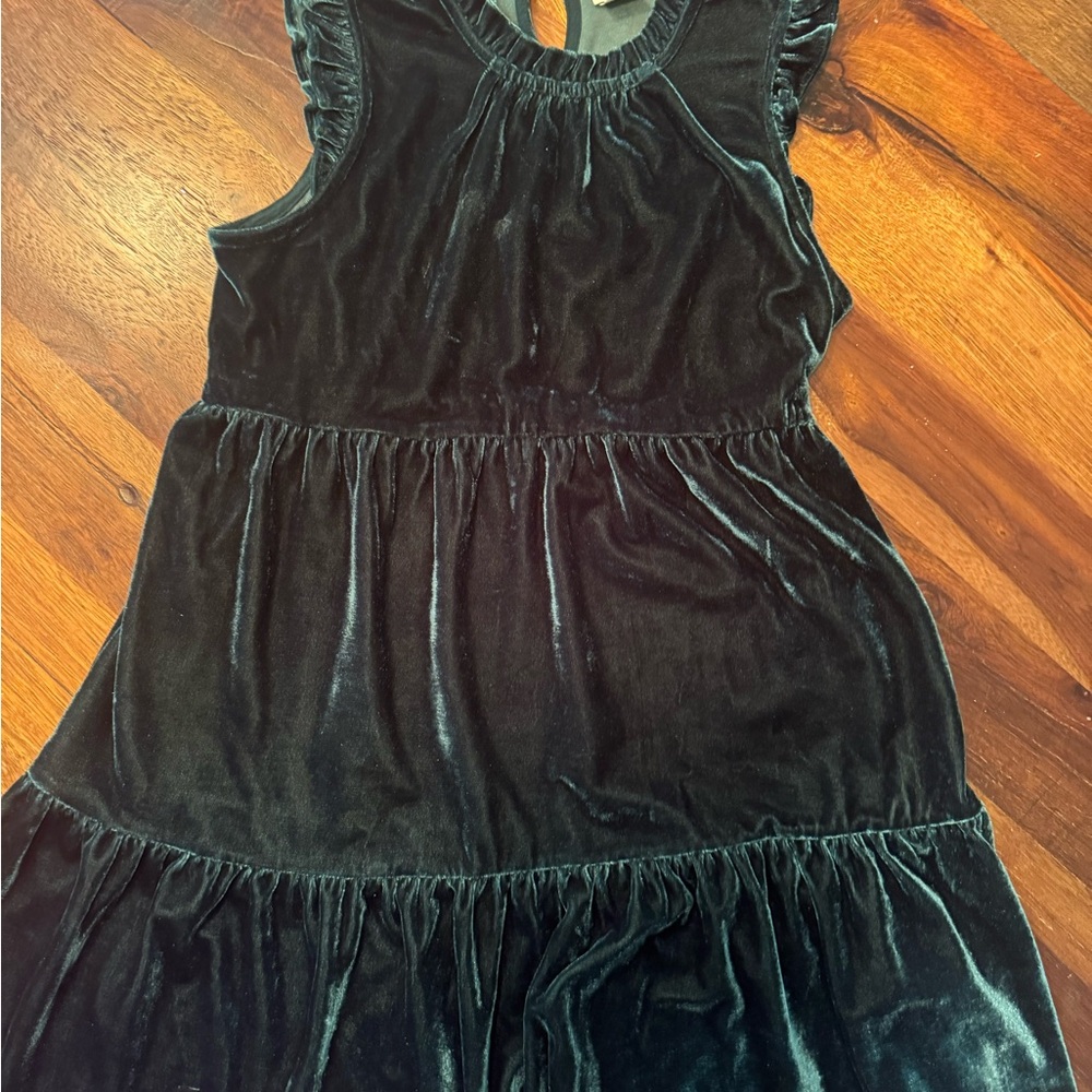 Crewcuts Velvet Ruffle Dress in Deep Teal